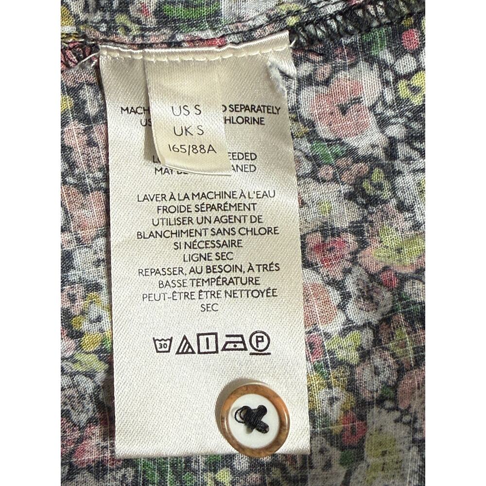 Pilcro Floral Print Ruffled Front Button Up Blouse, Size S - Picture 10 of 10